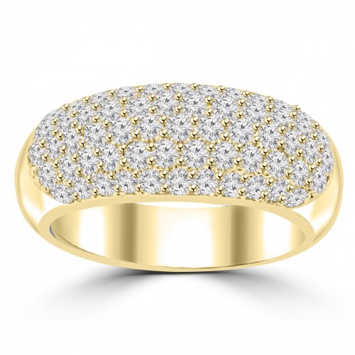 1.44 ct Ladies Five Row Round Cut Diamond Anniversary Ring in Yellow Gold